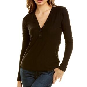 James perse v neck thermal henley top size 1 black